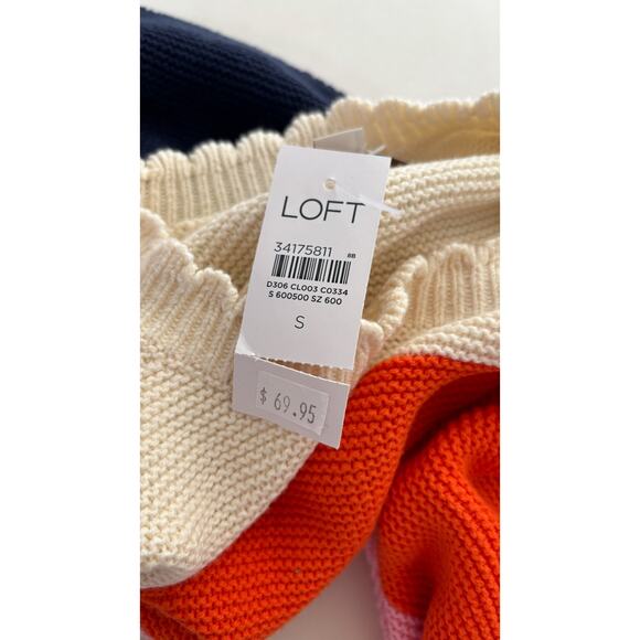 Loft Rainbow Striped Knit Sweater Pullover Womens Size Small Long Sleeve New - Picture 13 of 14